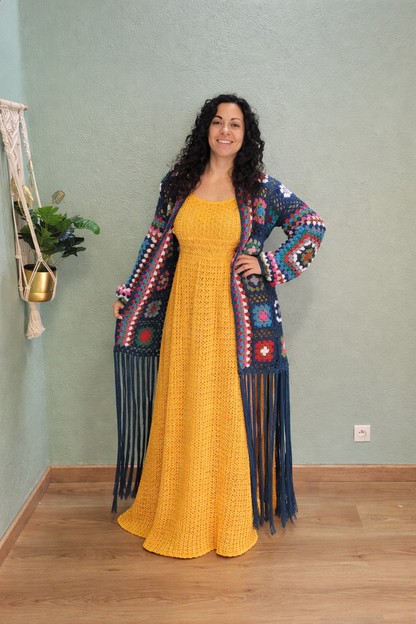 Long Granny Chic Cardigan Crochet Pattern