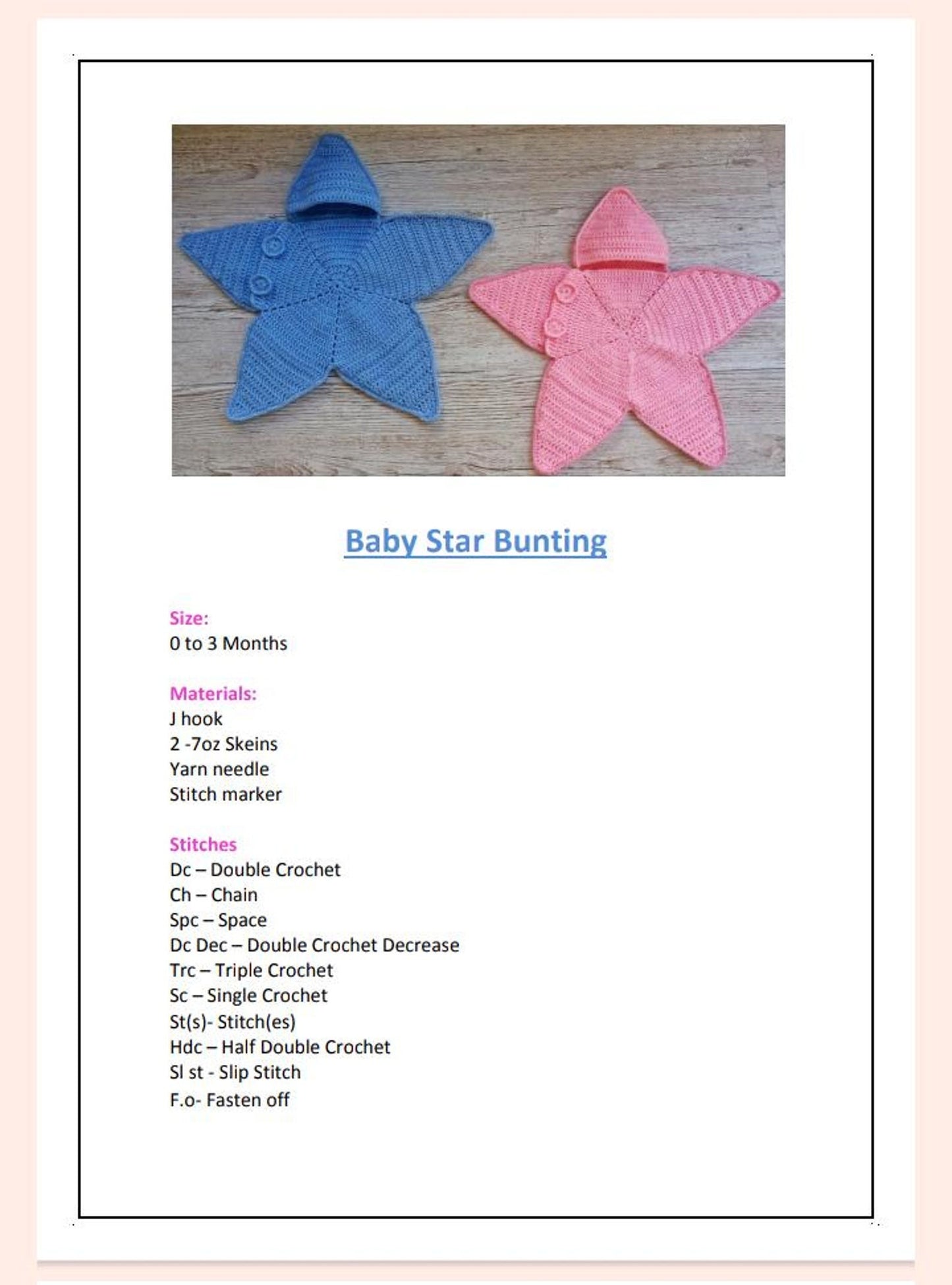 Little Star Baby Cocoon Crochet Pattern