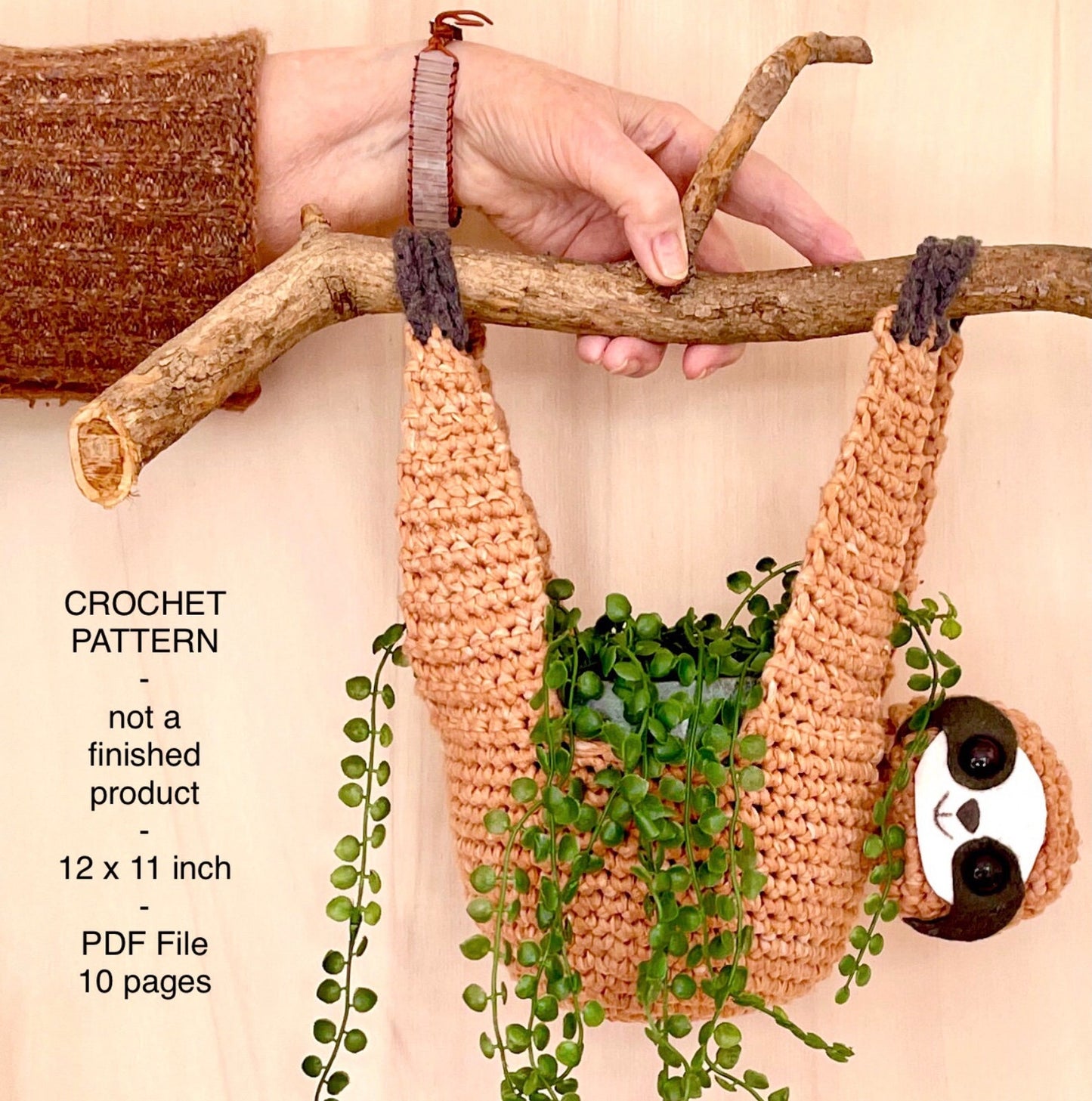 ChillSloth Crochet Planter Pattern.