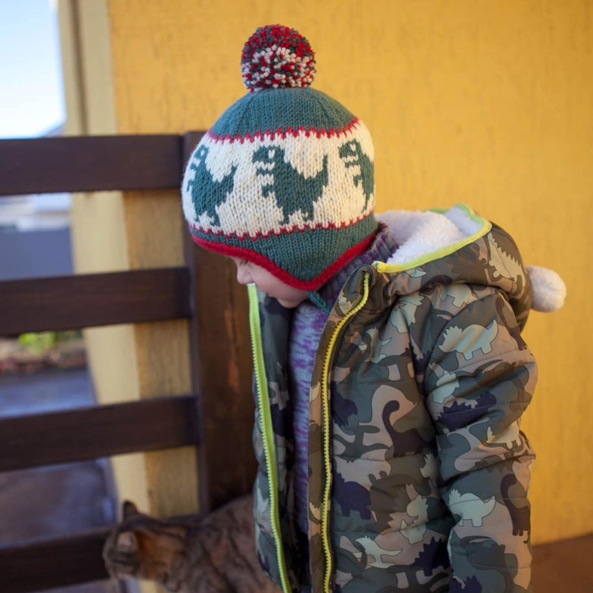 Dino Warm Ears Hat Knitting Pattern