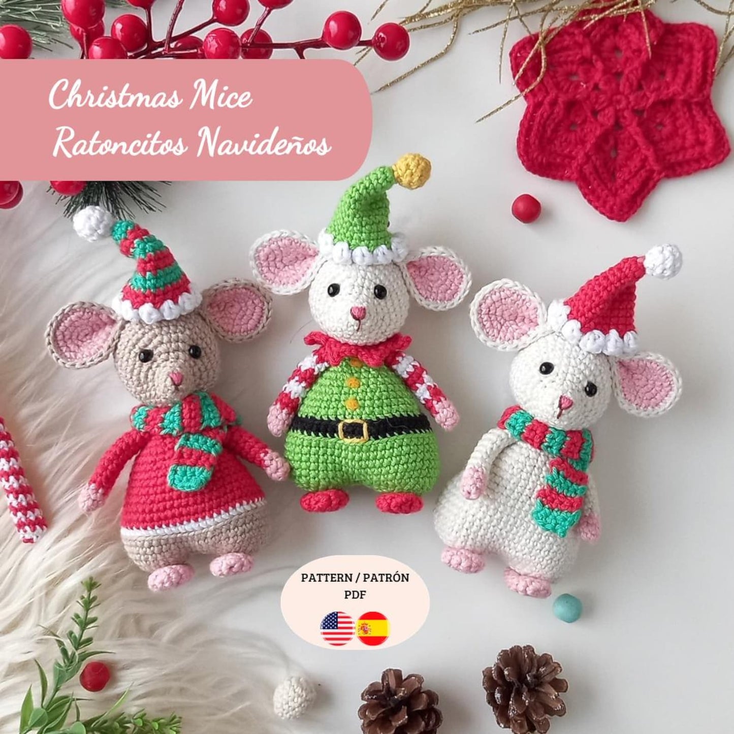 Festive Crochet Mice Pattern
