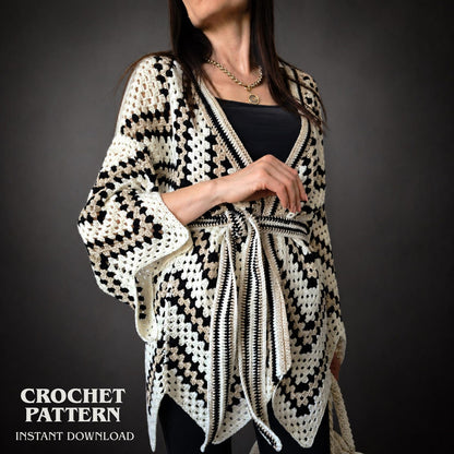 Boho Kimono Wrap - Crochet Pattern