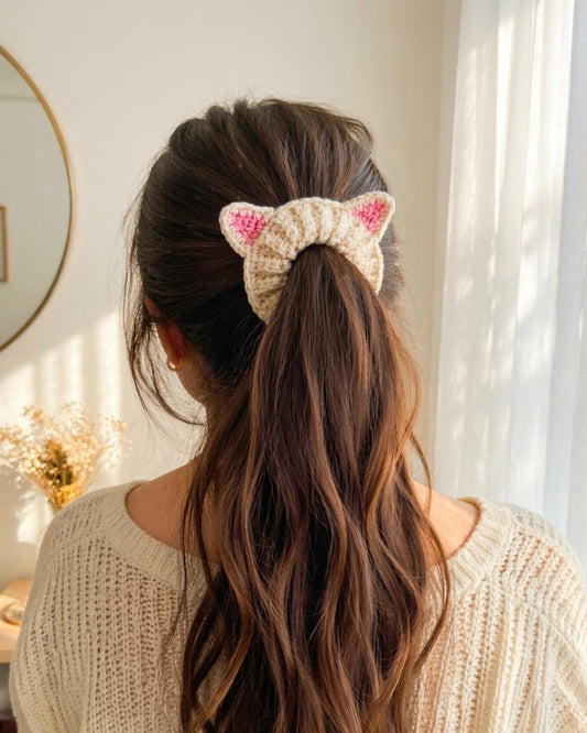 Kitty Hair Scrunchie - Crochet Pattern
