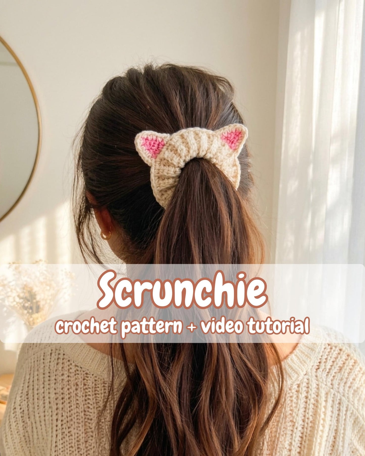 Kitty Hair Scrunchie - Crochet Pattern
