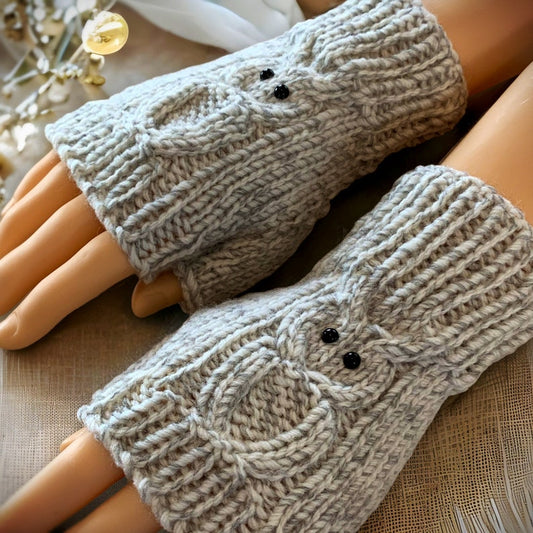 Knitting Pattern - Owl Fingerless Gloves