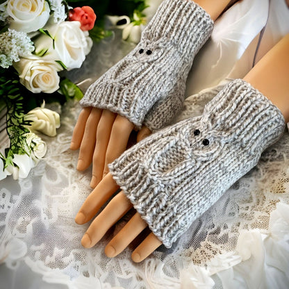 Knitting Pattern - Owl Fingerless Gloves